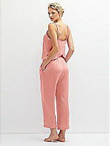 Rear View Thumbnail - Rose Whisper Satin Wide-Leg Lounge Pants with Pockets