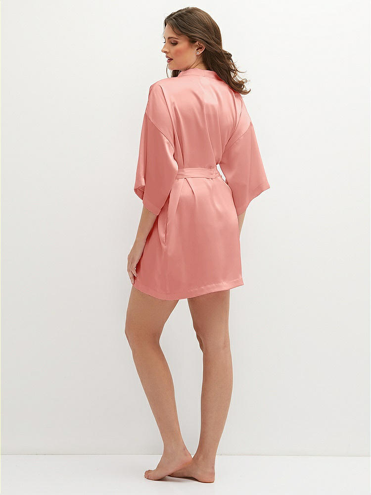 Back View - Rose Short Whisper Satin Robe