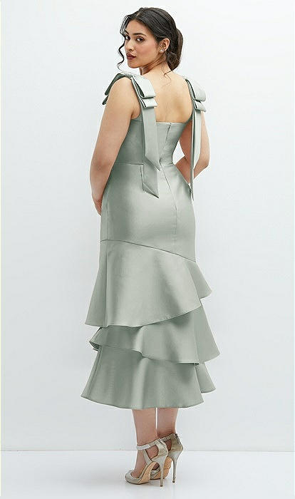 knee length dresses for ladies Lyla Asymmetrical Satin Maxi Dress - Bronze Taupe main image 1