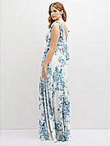 Rear View Thumbnail - Cottage Rose Dusk Blue Bow Shoulder Square Neck Chiffon Maxi Dress