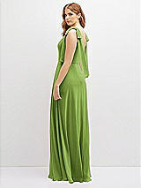 Rear View Thumbnail - Peridot Green Bow Shoulder Square Neck Chiffon Maxi Dress