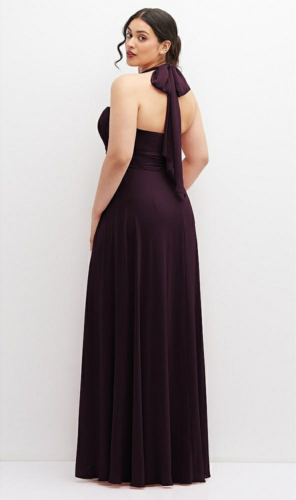 Back View - Deep Plum Chiffon Convertible Maxi Dress with Multi-Way Tie Straps