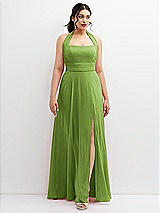 Front View Thumbnail - Peridot Green Chiffon Convertible Maxi Dress with Multi-Way Tie Straps