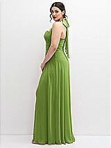 Side View Thumbnail - Peridot Green Chiffon Convertible Maxi Dress with Multi-Way Tie Straps