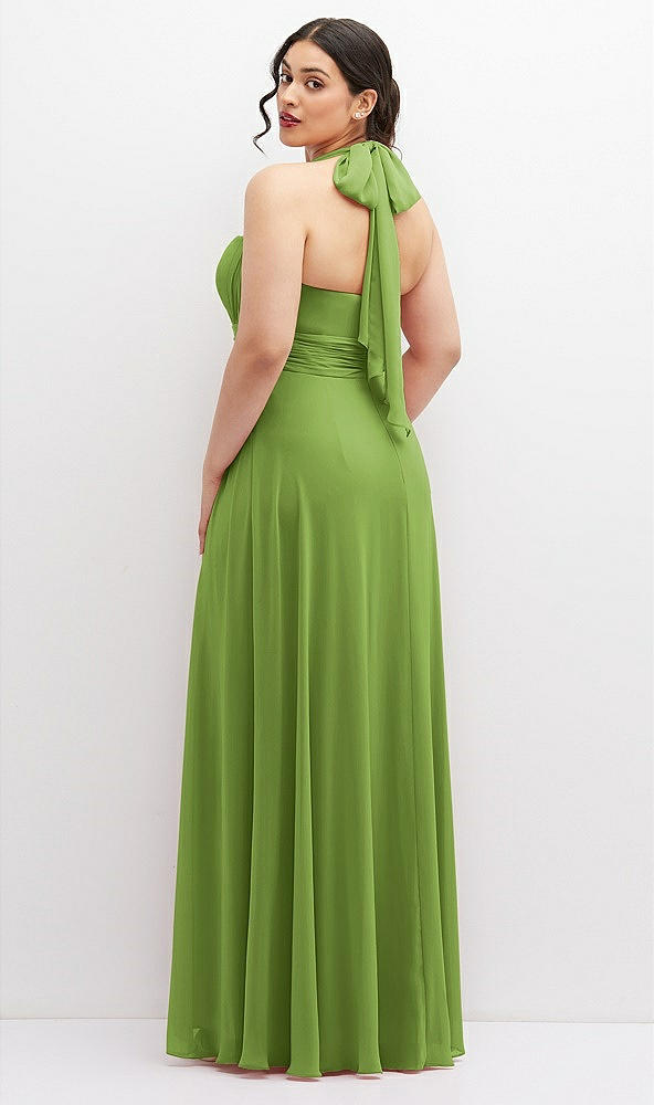 Back View - Peridot Green Chiffon Convertible Maxi Dress with Multi-Way Tie Straps
