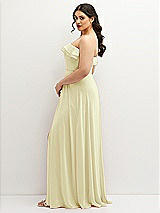 Side View Thumbnail - Butter Yellow Tiered Ruffle Neck Strapless Maxi Dress with Front Slit