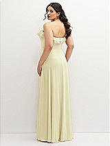Rear View Thumbnail - Butter Yellow Tiered Ruffle Neck Strapless Maxi Dress with Front Slit