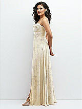 Alt View 2 Thumbnail - Butter Yellow Floral Chiffon Corset Maxi Dress with Removable Off-the-Shoulder Swags