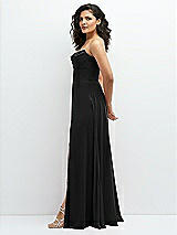Alt View 2 Thumbnail - Black Chiffon Corset Maxi Dress with Removable Off-the-Shoulder Swags