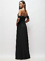 Rear View Thumbnail - Black Chiffon Corset Maxi Dress with Removable Off-the-Shoulder Swags