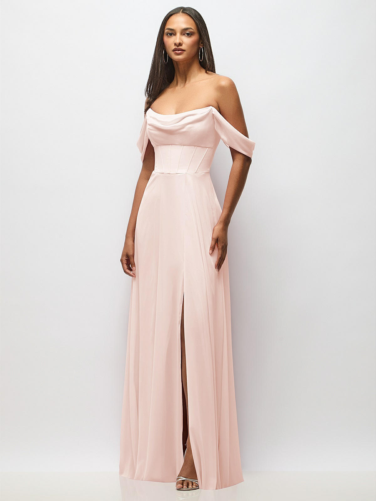 Chiffon Corset Maxi Bridesmaid Dress With Removable Off-the