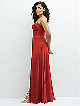 Alt View 2 Thumbnail - Poppy Red Chiffon Corset Maxi Dress with Removable Off-the-Shoulder Swags