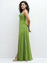 Alt View 2 Thumbnail - Peridot Green Chiffon Corset Maxi Dress with Removable Off-the-Shoulder Swags