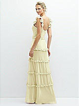 Rear View Thumbnail - Butter Yellow Tiered Chiffon Maxi A-line Dress with Convertible Ruffle Straps
