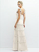 Rear View Thumbnail - Ivory Tiered Chiffon Maxi A-line Dress with Convertible Ruffle Straps