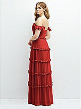 Alt View 3 Thumbnail - Poppy Red Tiered Chiffon Maxi A-line Dress with Convertible Ruffle Straps