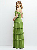 Alt View 3 Thumbnail - Peridot Green Tiered Chiffon Maxi A-line Dress with Convertible Ruffle Straps
