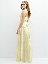 Rear View Thumbnail - Butter Yellow Modern Regency Chiffon Tiered Maxi Dress with Tie-Back