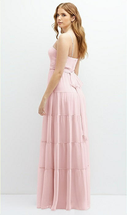 david's bridal dusty pink bridesmaid dresses Carys Modern Cowl Pleated Long Sleeves Satin Bridesmaid Dresses main image 1