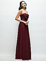 Side View Thumbnail - Cabernet Strapless Chiffon Maxi Dress with Oversized Bow Bodice