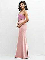 Side View Thumbnail - Powder Pink Crepe Mix-and-Match Midriff Corset Top 