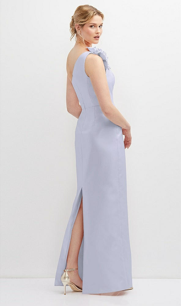 Back View - Silver Dove Oversized Flower One-Shoulder Satin Column Dress