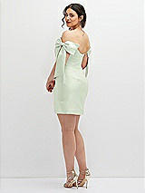 Alt View 4 Thumbnail - Mint Green Satin Off-the-Shoulder Bow Corset Fit and Flare Mini Dress