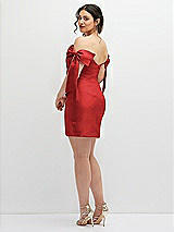 Alt View 4 Thumbnail - Poppy Red Satin Off-the-Shoulder Bow Corset Fit and Flare Mini Dress