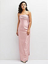 Front View Thumbnail - Ballet Pink Strapless Draped Bodice Column Dress with Oversized Bow