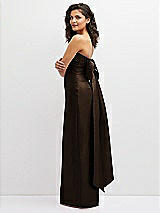 Side View Thumbnail - Espresso Strapless Draped Bodice Column Dress with Oversized Bow
