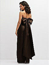 Rear View Thumbnail - Espresso Strapless Draped Bodice Column Dress with Oversized Bow