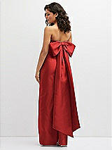 Rear View Thumbnail - Poppy Red Strapless Draped Bodice Column Dress with Oversized Bow