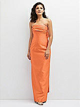 Front View Thumbnail - Portofino Orange Strapless Draped Bodice Column Dress with Oversized Bow