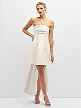 Front View Thumbnail - Ivory Strapless Satin Column Mini Dress with Oversized Bow