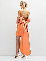 Rear View Thumbnail - Portofino Orange Strapless Satin Column Mini Dress with Oversized Bow