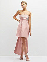 Front View Thumbnail - Rose Strapless Satin Column Mini Dress with Oversized Bow