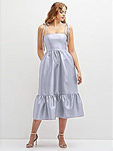 Front View Thumbnail - Silver Dove Shirred Ruffle Hem Midi Dress with Self-Tie Spaghetti Straps and Pockets