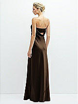 Rear View Thumbnail - Espresso Strapless Maxi Bias Column Dress with Peek-a-Boo Corset Back