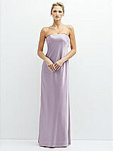 Front View Thumbnail - Lilac Haze Strapless Maxi Bias Column Dress with Peek-a-Boo Corset Back