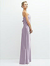 Side View Thumbnail - Lilac Haze Strapless Maxi Bias Column Dress with Peek-a-Boo Corset Back