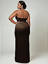 Alt View 2 Thumbnail - Espresso Strapless Topstitched Corset Satin Maxi Dress with Draped Column Skirt