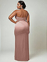 Alt View 2 Thumbnail - Neu Nude Strapless Topstitched Corset Satin Maxi Dress with Draped Column Skirt