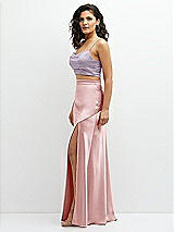 Side View Thumbnail - Lilac Haze Satin Mix-and-Match Draped Midriff Top