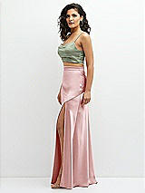 Side View Thumbnail - Sage Satin Mix-and-Match Draped Midriff Top