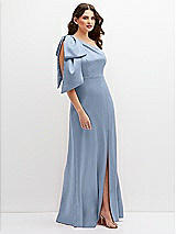 Side View Thumbnail - Cloudy One-Shoulder Satin Maxi Dress with Chic Oversized Shoulder Bow