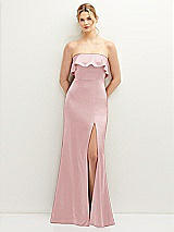 Front View Thumbnail - Ballet Pink Soft Ruffle Cuff Strapless Trumpet Dress with Front Slit