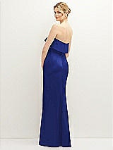 Rear View Thumbnail - Cobalt Blue Soft Ruffle Cuff Strapless Trumpet Dress with Front Slit