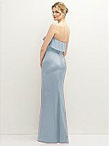 Rear View Thumbnail - Mist Soft Ruffle Cuff Strapless Trumpet Dress with Front Slit