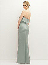 Rear View Thumbnail - Willow Green Soft Ruffle Cuff Strapless Trumpet Dress with Front Slit
