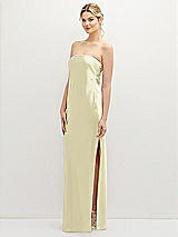 Alt View 1 Thumbnail - Butter Yellow Strapless Pull-On Satin Column Dress with Side Seam Slit
